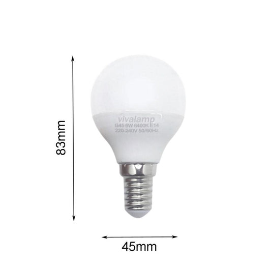 Lampadina a Led E14 6w miniglobo G45 220v passo attacco piccolo 6400 k